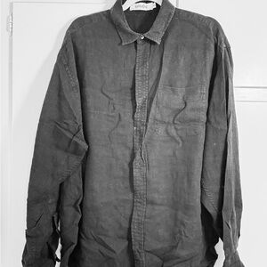 Mamene’ Women’s Oversized Linen BLACK Button-Up Shirt new $228